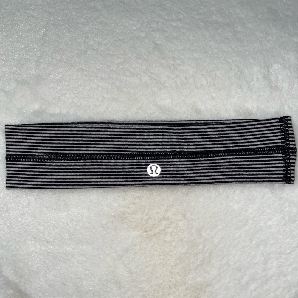 Black and White Striped Lululemon Headband